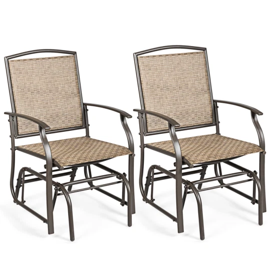 2PCS Rocking Chair Garden Glider Chair Curved Armchair Ergonomic Swing Chair