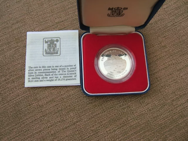 1977 Jersey  Silver Proof 25 Pence Crown Coin 'Silver Jubilee'  Boxed  With Coa