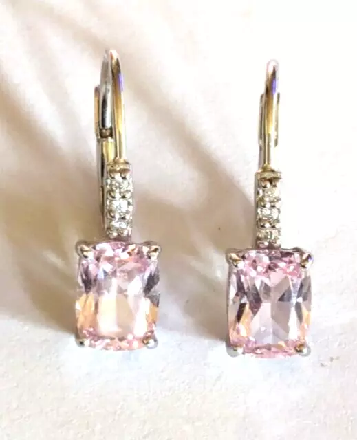 Sterling silver, Rose de France ametrine & CZ pink drop earrings