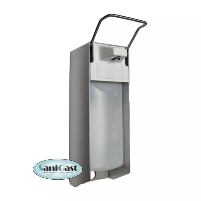 1 Desinfektionsmittelspender Alu 500 ml Euro - kurzer Hebel - Leerflasche