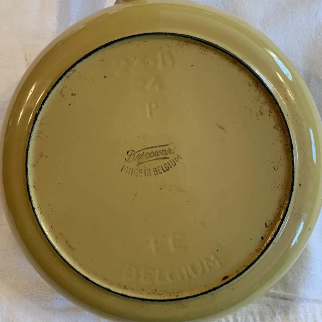 Vtg Descoware Yellow Enameled Cast Iron 9 3/4" Frying Pan 23-B 24P Fe Used