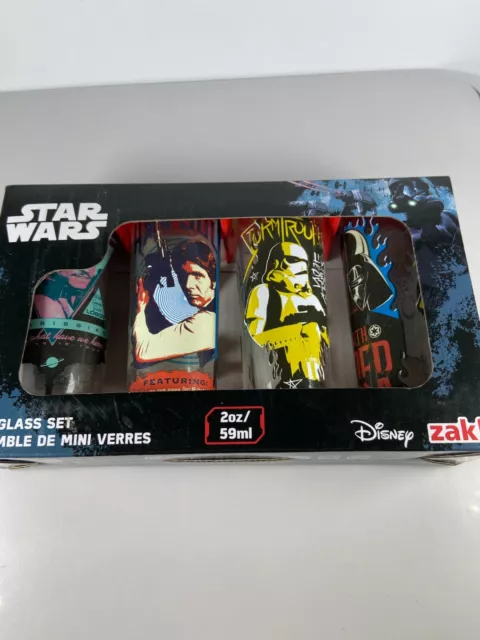 Zak STAR WARS mini shot glass set 2 oz Disney Han Solo Darth Vader Stormtrooper