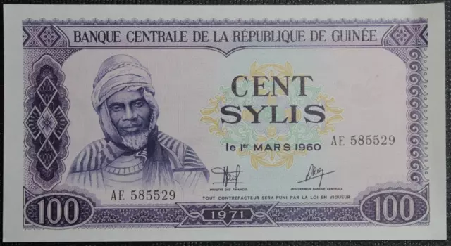 Guinée - Guinea - Billet de 100 Sylis 1980 P-26 SPL / AU