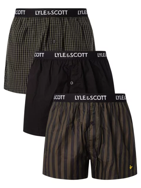 Lyle & Scott Herren 3er-Pack gewebte Lenny-Boxershorts, Mehrfarbig