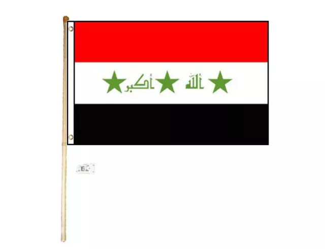 5' Wood Flag Pole Kit Wall Mount Bracket W/ 3x5 Old Iraq Country Polyester Flag