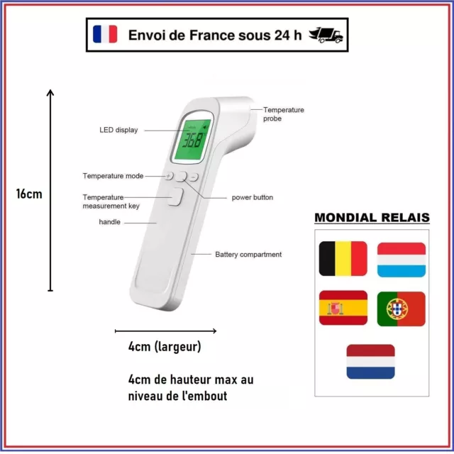 Thermomètre Infrarouge LCD Thermomètre Numérique Frontal Infrarouge Sans Contact