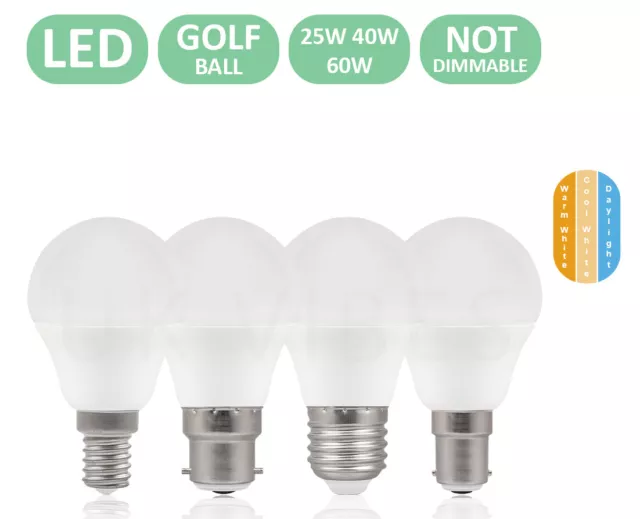 3W 5W 7W 60W 40W 25W LED Golf Ball Light Bulbs Warm/Day white E14 B22 B15 E27 UK