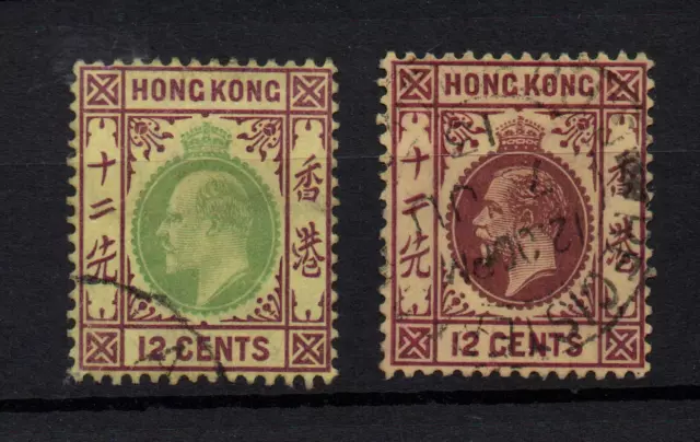 Hong Kong KEVII-KGV 12c SG68 & SG106 fine used WS30294