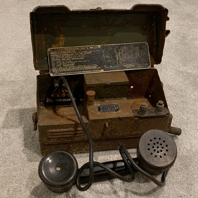 SET OF 3 VINTAGE BRITISH ARMY FIELD TELEPHONE SET J YA 7815 MILITARY