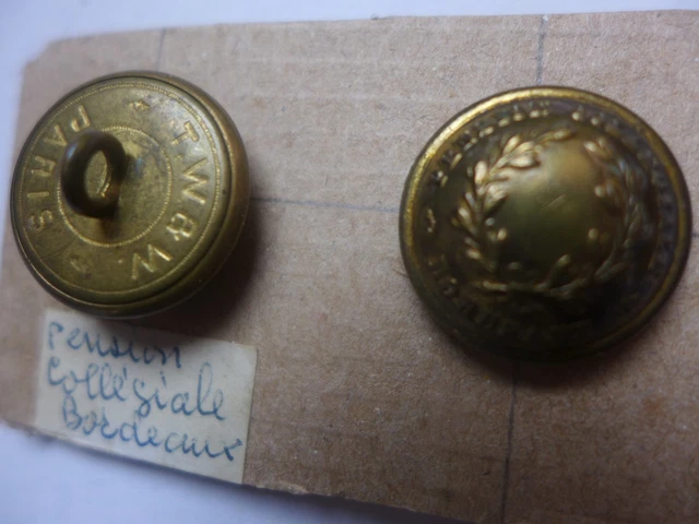 Lot De 5 Boutons Anciens Bordeaux Et Dorés - Diamètre 22 Mm - Occasion Bon état