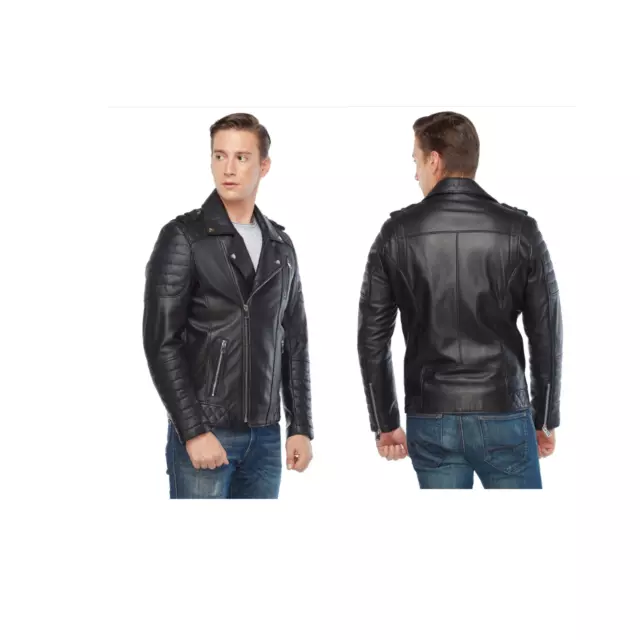 Men's Black Stylish Biker Motorcycle Racing Leather Jacket