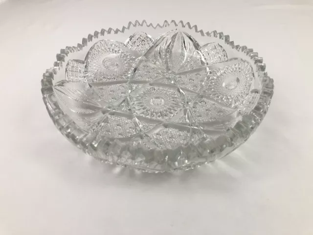 Antique Imperial Glass Nucut Pressed Glass Serving Bowl Sawtooth Rim 9.5"