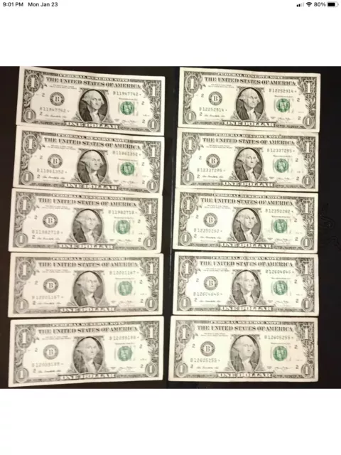 Lot (50) 2013 B One Dollar Bill *Star Notes!!