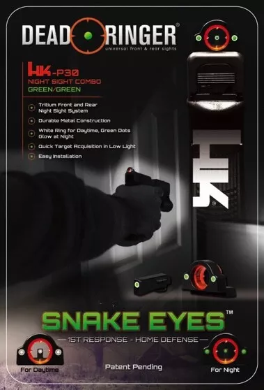 New Dead Ringer Snake Eyes H & K P30  Tritium Night Sight DR 4234