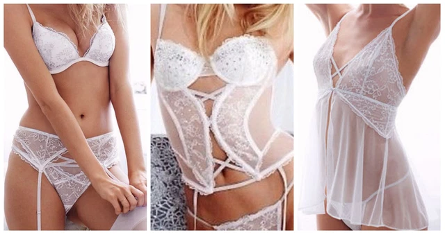 Lot De 4 Pièces Soutien-gorge & Slip Victoria's Secret - Points Blancs Et Noirs, Tailles 34C/36C