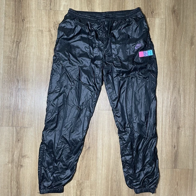 Pantaloni Nike Vintage Track XL primi anni '90 neri look bagnato jogger