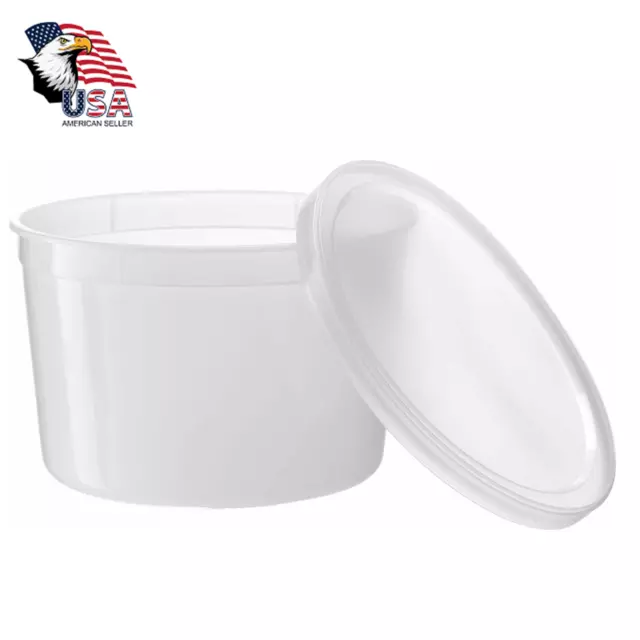 64 oz Deli Food Containers w/ Lids For Soups Microwave Freezable - 20 Pack