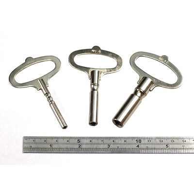 Clock Winding Key French type nickelled Steel 2.5mm - 7mm keys grandfather