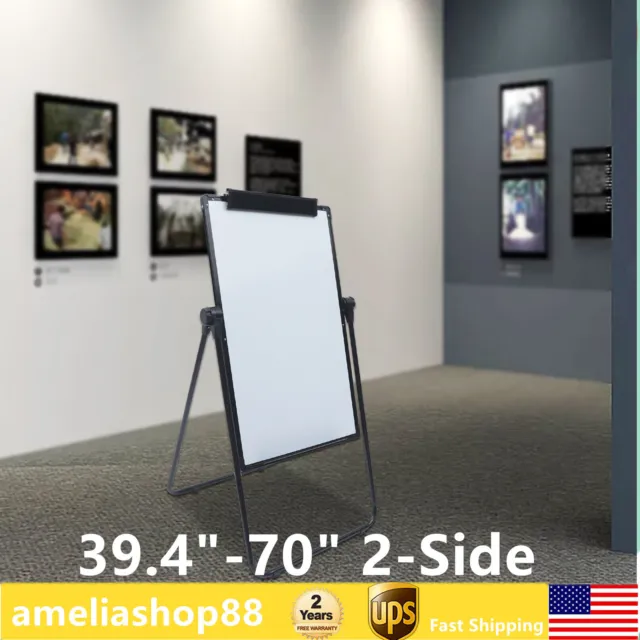 39.4"-70" 2-Side Whiteboard Adjustable School Office Writing Presentation Board