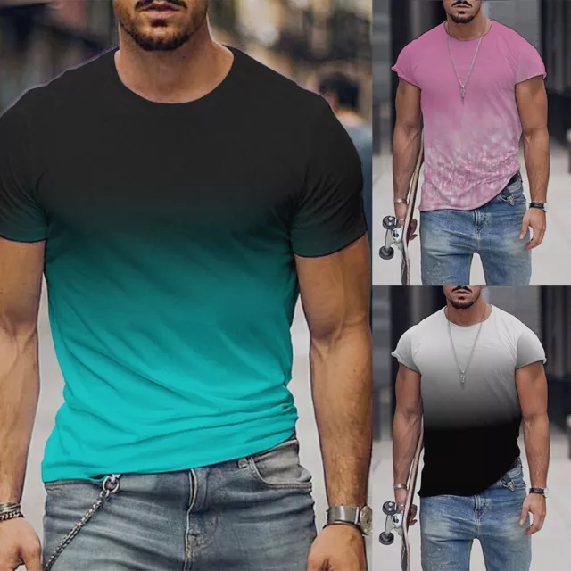 T-shirt musculaire homme à la mode avec design imprimé en 3D disponible en tai