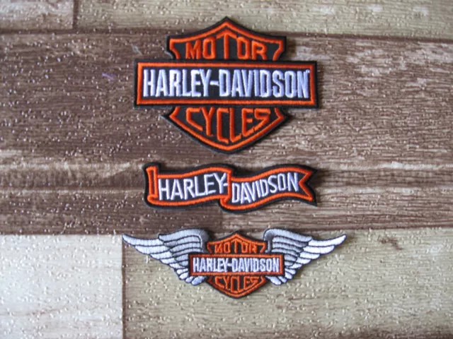 3x Aufnäher Patch Motorcycles Harley-Davidson Racing Motorradsport Biker Race GT