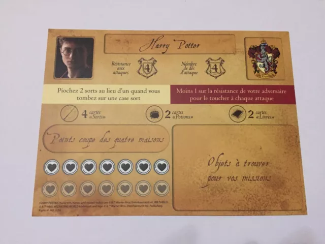 Fiche Personnage Harry Potter Jeu De Societe Harry Potter Une Annee A Poudlard