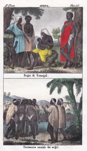 Senegal West Africa Afrique De L'Ouest Black People Lithography 1840