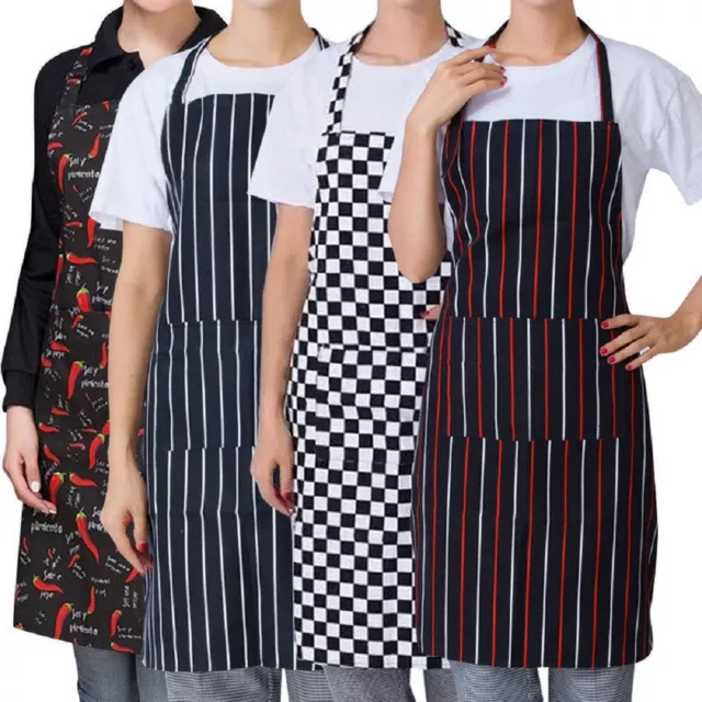 Men Women Cooking Kitchen Restaurant Chef Adjustable Bib Apron Dress with Pocket