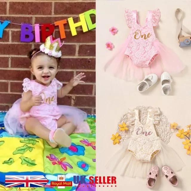 Newborn Baby Girls 1st Birthday Clothes Sleeveless Ruffle Mesh Tutu Dress Outfit
