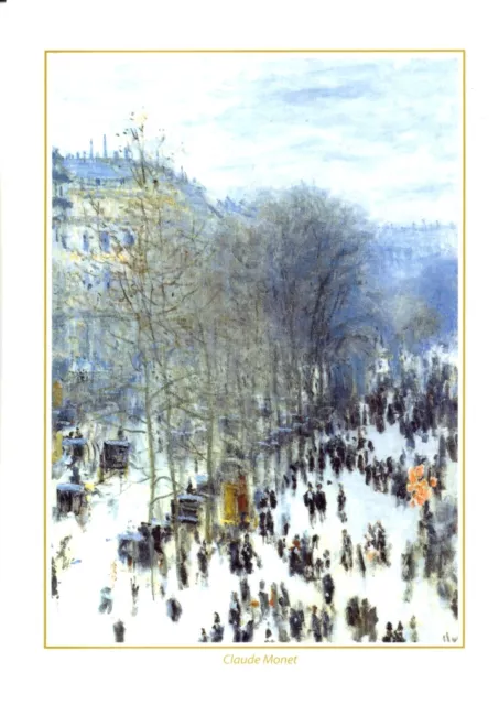Carte double Tableau de C. Monet - Le Boulevard des Capucines - 12x17 cm Neuve
