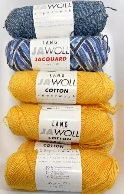 Lang yarns JA Wool Jacquard and cotton superwash sock mixed lot of 10