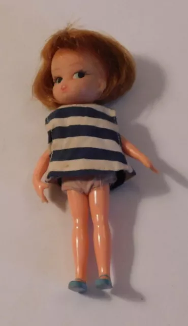 Hasbro Doll Dark Red Hair 1965 - 4 1/2" tall
