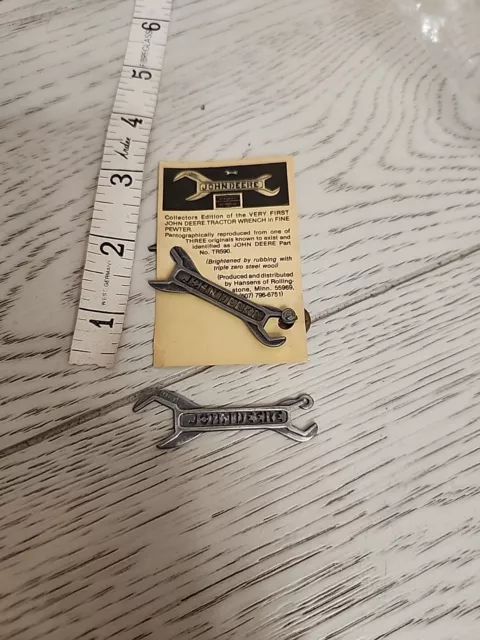 Vintage John Deere Miniature Pewter TR590 Cut-Out Wrench Replica Tool Fob