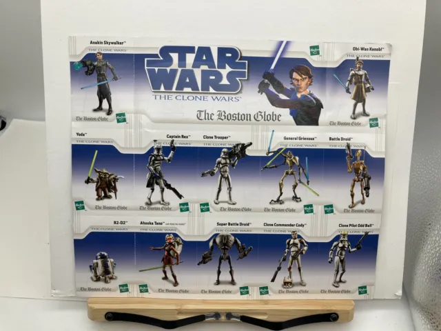 2008 Hasbro Boston Globe Star Wars Clone Wars Uncut Sheet AHSOKA TANO 1st Rare