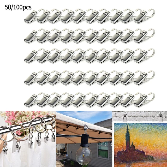 50/100 piezas clips de cortina de acero inoxidable con ganchos de clip ganchos de cortina para cortinas