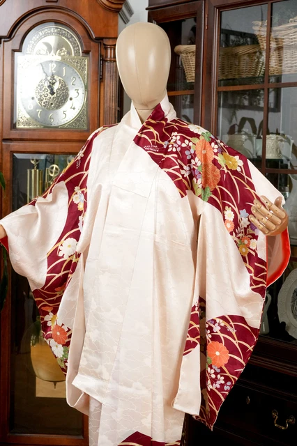 Dear Vanilla Japanese Silk Furisode Kimono Women's Authentic Japan Vintage Mint 2
