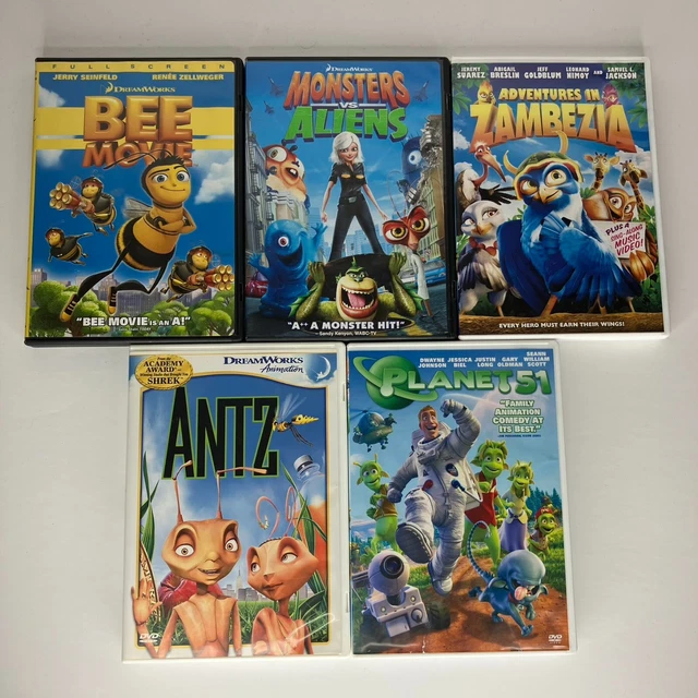 5 DVD LOT Childrens Adventures Zambezia Antz Bee Movie Monsters Aliens ...