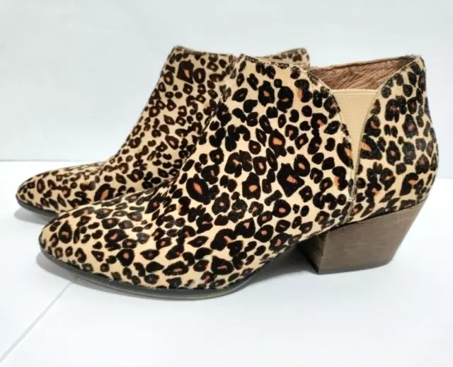 Caslon Nora Chelsea Women's Size 8M Calf Hair Leather Leopard Zip Ankle Boots 2