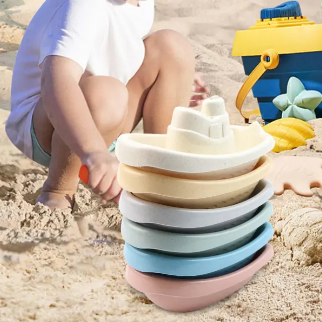 6x Badeboote, Spielzeug, lustiges Badewannen-Stapelboot für Kinder,