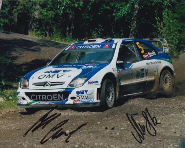 Manfred Stohl and Ilka Minor Hand Signed 10x8 Photo Citroen Xsara Rally 2.