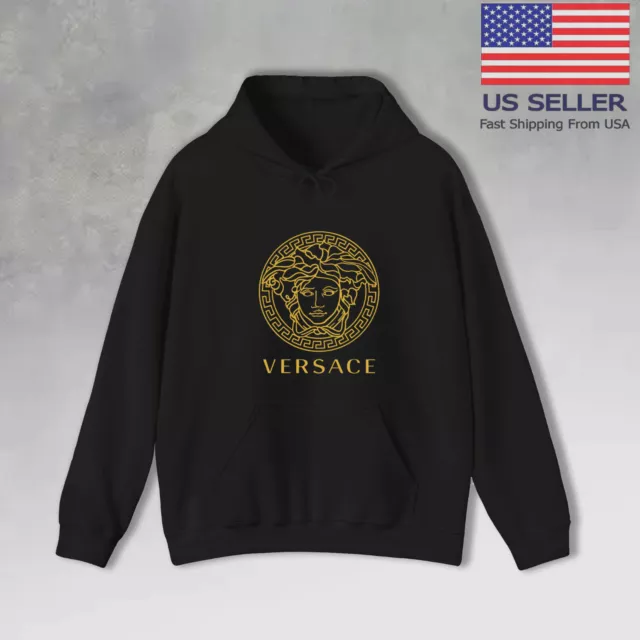 Hoodie men versace gold black Logo Depan hoodied USA SIZE S-5XL