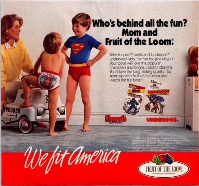 1987 PRINT AD Underoos Funpals Fruit of the Loom Boys Superman Spiderman  Art Mom $15.98 - PicClick