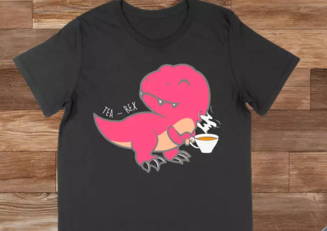 Ladies Black t shirt Dino tea funny Dinosaur top gift for her Humour shirt Uk