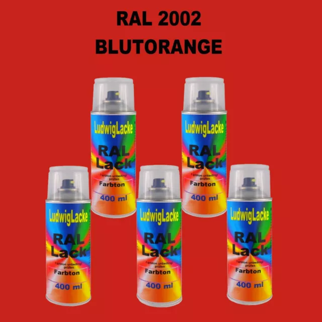 RAL 2002 Blutorange Glänzend Spraydosen 5 x 400ml Sprühdose Lackspray