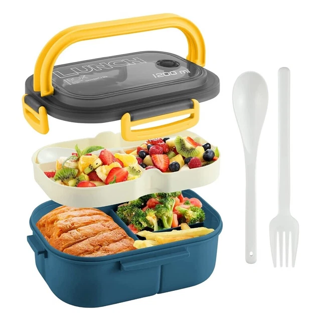 Aiuuee Bento Lunch Box Avec Sac Kit, 1600ML Boite Repas Avec Sac Isotherme Et Couverts, Hermétiques Bento Japonais Avec Compartiment, Boite Micro Onde Pour Enfant Adultes Pique Nique Travail (Vert