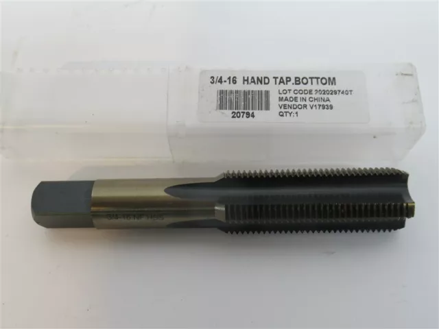 20794 , 3/4"-16 UNF Straight Flute Bottoming Hand Tap