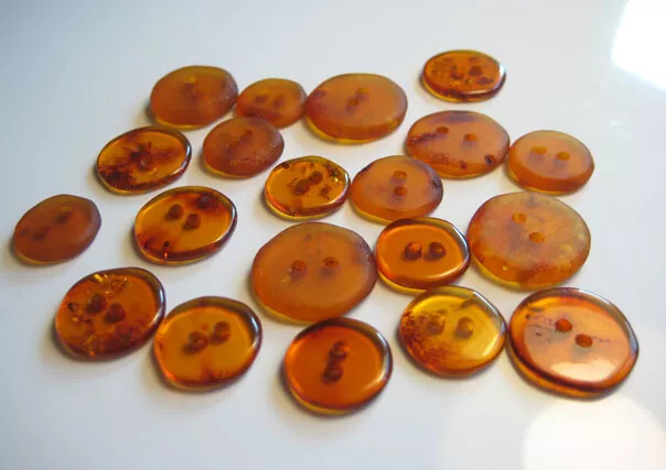 Genuino Ámbar Redondo Natural Amber Botones 2 Cuatro Agujero 14mm, 15mm. (