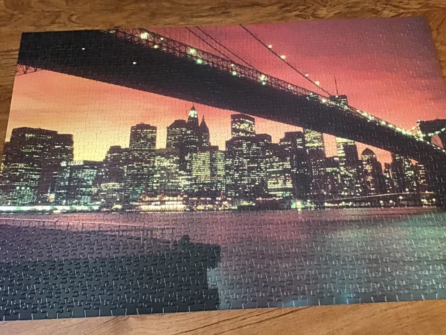NEW YORK CITY Skyline and Bridge at Night 1000 Piece Jigsaw Puzzle NO ...