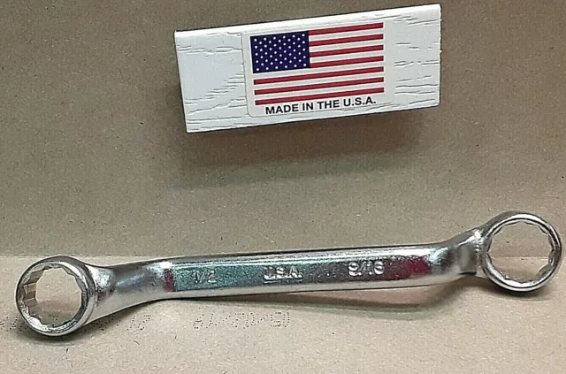 Duro Indestro No. 742 1/2" x 9/16" Shorty Off Set Boxed End Wrench NOS USA