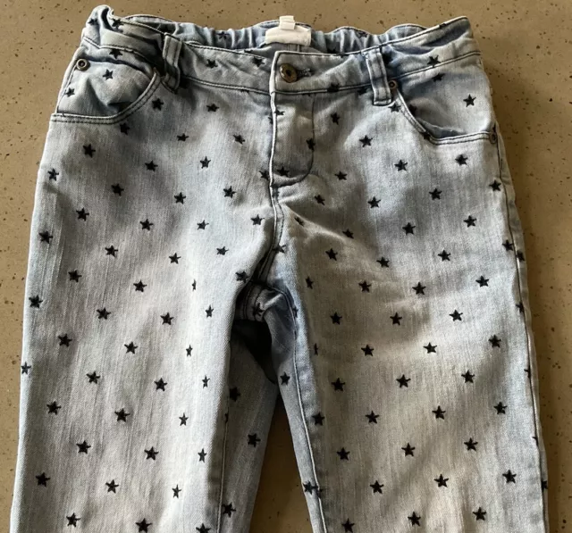 Seed Heritage Kids Girls Blue denim Jeans Flocked Star Print Girl’s Size 8-9 GUC 2